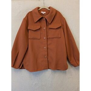 Butter Melon Women's Size L Oversized Corduroy Button Up Shirt‎ Jacket Rust